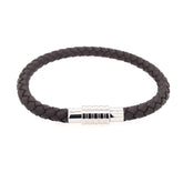 Brown Leather Bracelet with Steel Clasp. Medium size measuring 8.25 in